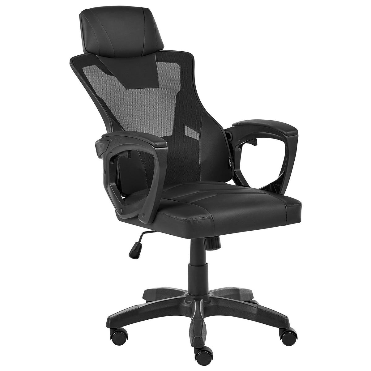 BÜROSTUHL Kunstleder Schwarz Ignis - Schwarz, Kunststoff (60/112/60cm) - Beliani