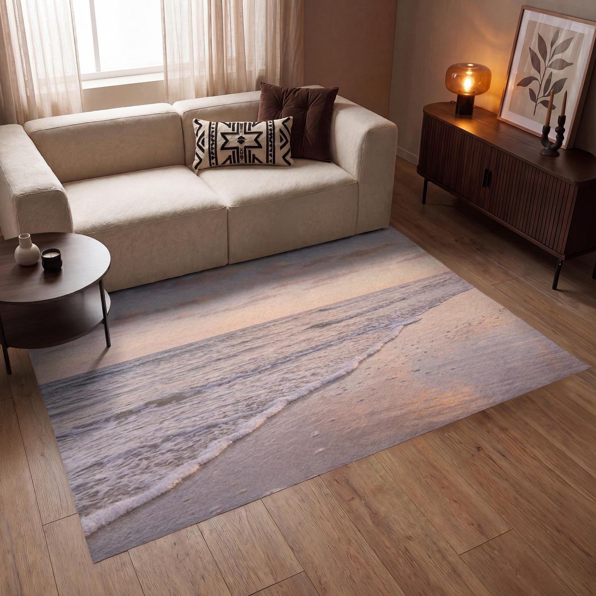 KOBERCE - Pláž - Príboj - Oblaky - 200x140 cm - svetloružová, textil/plast (200/0.4cm) - OnlyWow