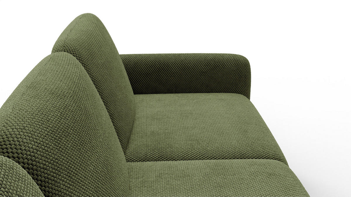 ECKSOFA FEBE 5-Sitzer links, olivgrün - Schwarz/Olivgrün, Holz/Textil (271/190cm) - Courtois Laville