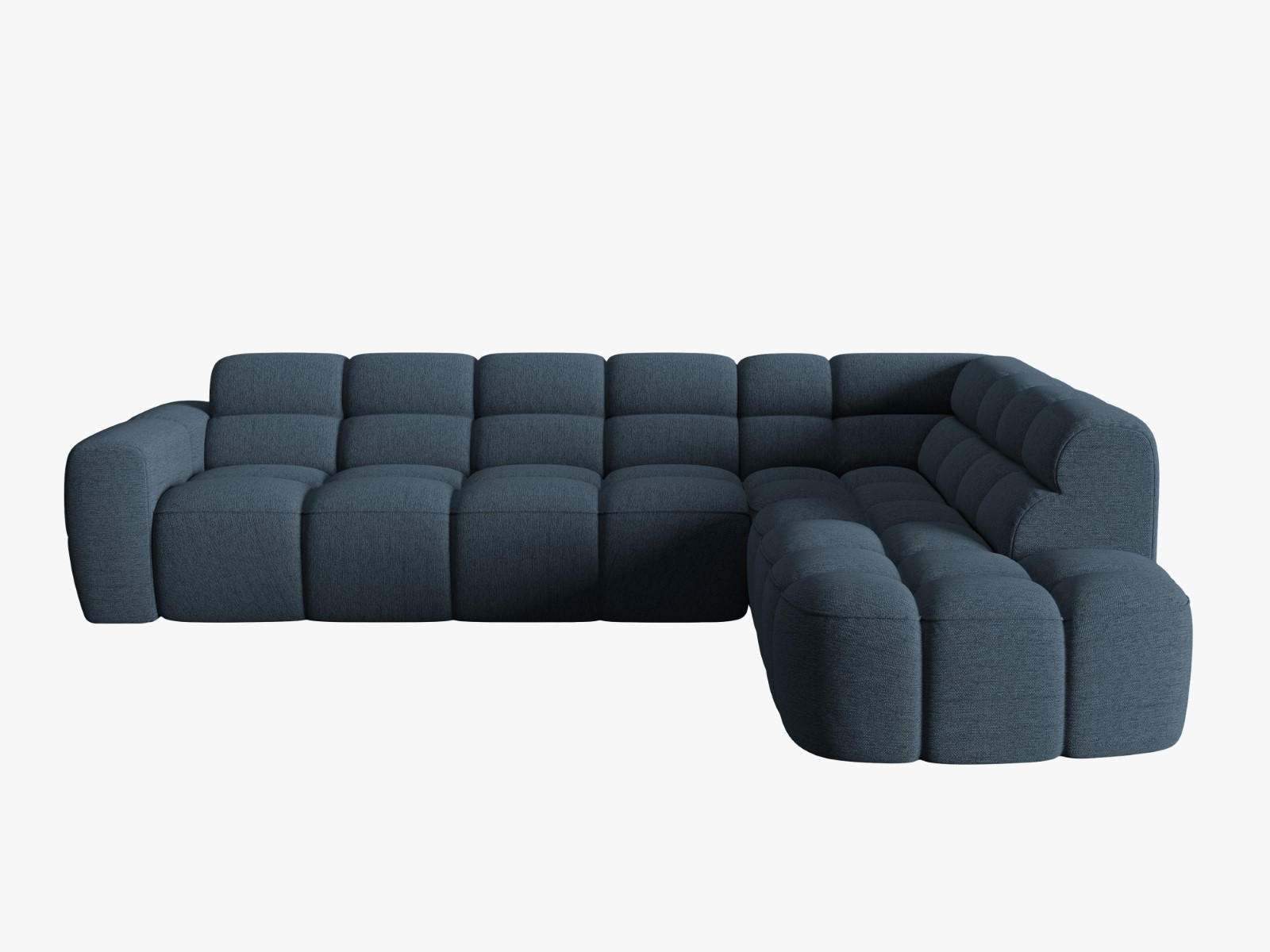 ECKSOFA rechts Lisa aus strukturiertem Stoff dunkelblau 5 Sitzplätze - Dunkelblau, Textil (234/293cm) - Micadoni