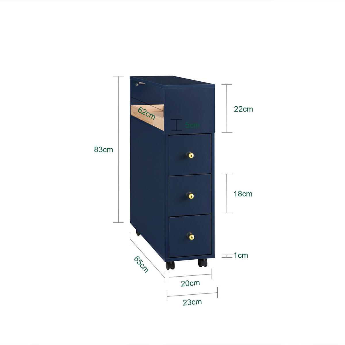 NISCHENWAGEN Blau - Blau, Holz/Holzwerkstoff (23/83/65cm) - SoBuy