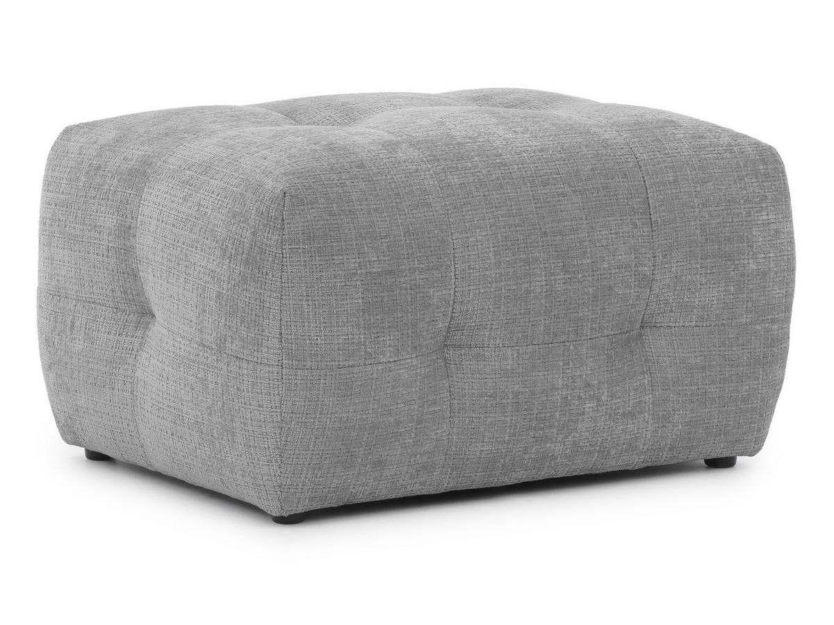 POLSTERHOCKER Kozy im Bumpy-Design aus weichem Hellgrau Chenille-Stoff - Hellgrau/Schwarz, Holz/Textil (87/46/68cm) - S-Style Möbel