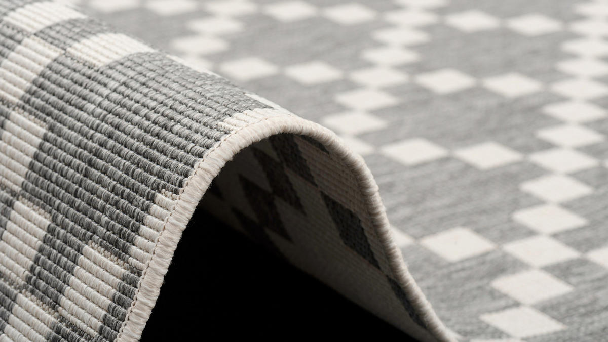 IN- UND OUTDOOR TEPPICH NEWPORT MODERN KARO - Silberfarben, Textil (80/160cm) - Pergamon