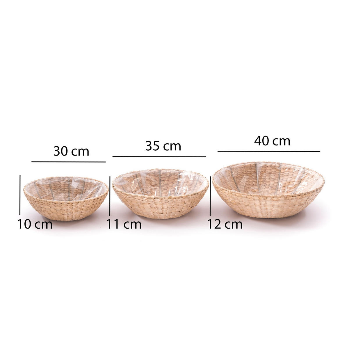 KORB-SET Kayla 3-teilig verschiedene Größen, wasserdicht naturfarben - Silberfarben, Naturmaterialien (12cm) - CREEDWOOD