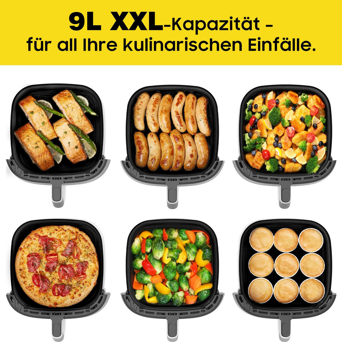 HEISSLUFTFRITTEUSE 9L - Schwarz, Metall (31/32/31cm) - Aimax