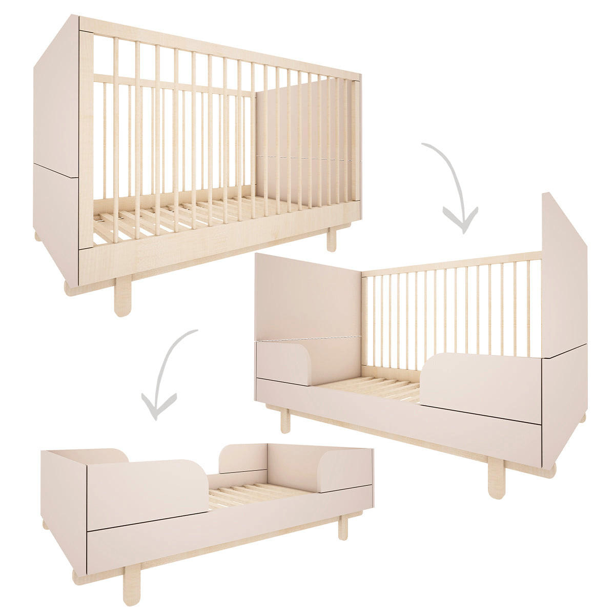 SOBA ZA BEBE 2-dijelniRomy bež - bež, drvni materijal (145/99/75cm) - Petits-meubles