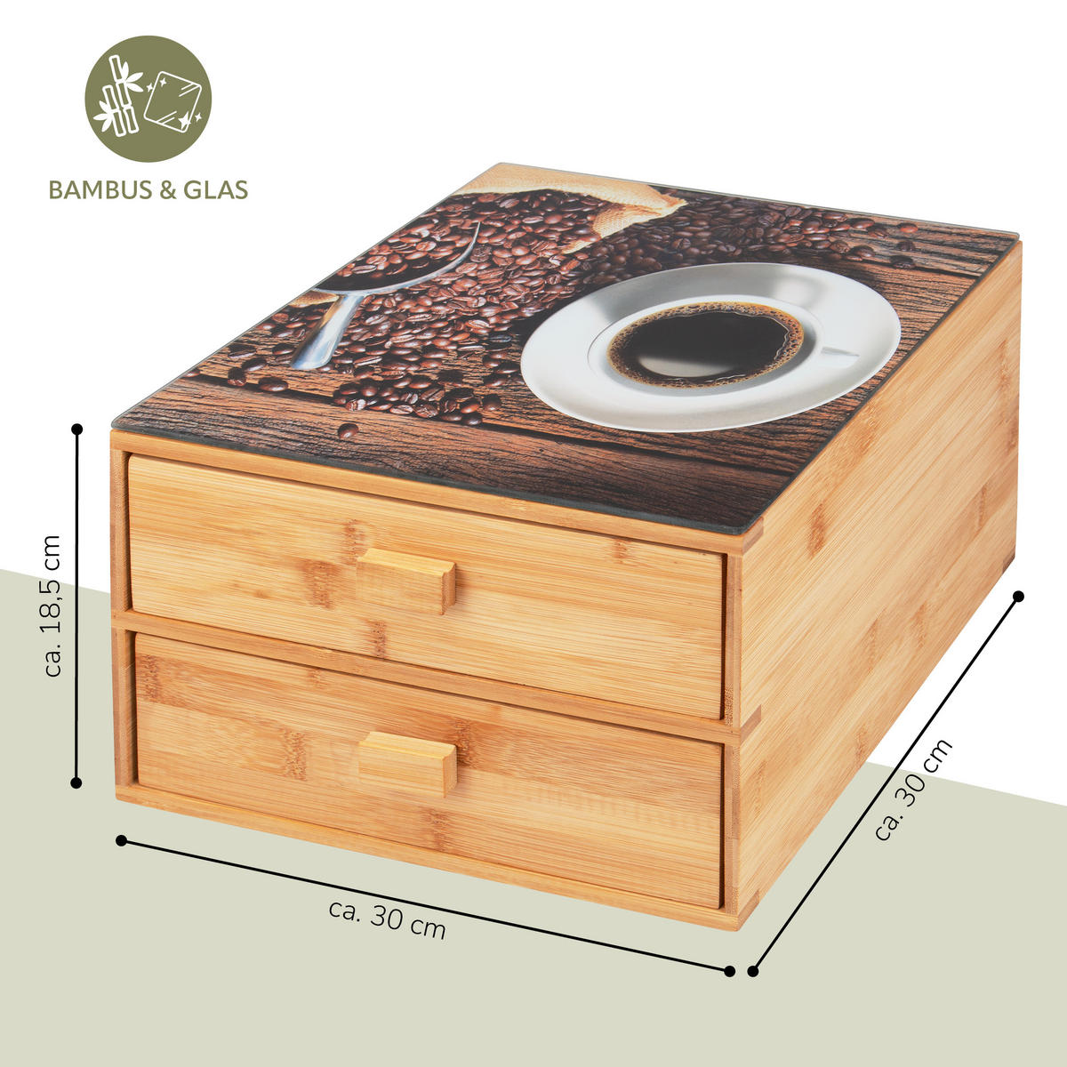 KAFFEEKAPSEL-BOX, Bambus - Braun, Holz (30/18.5/30cm) - bremermann