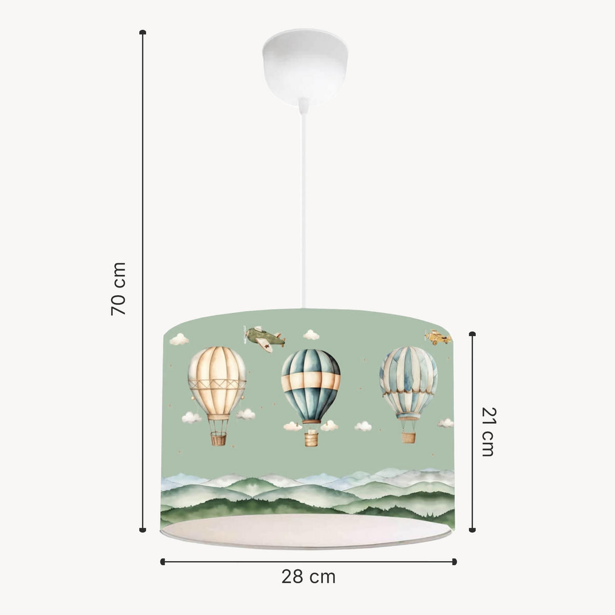 KINDERHÄNGELEUCHTE Rugby - Grün, Textil (28/28/70cm) - lux.pro