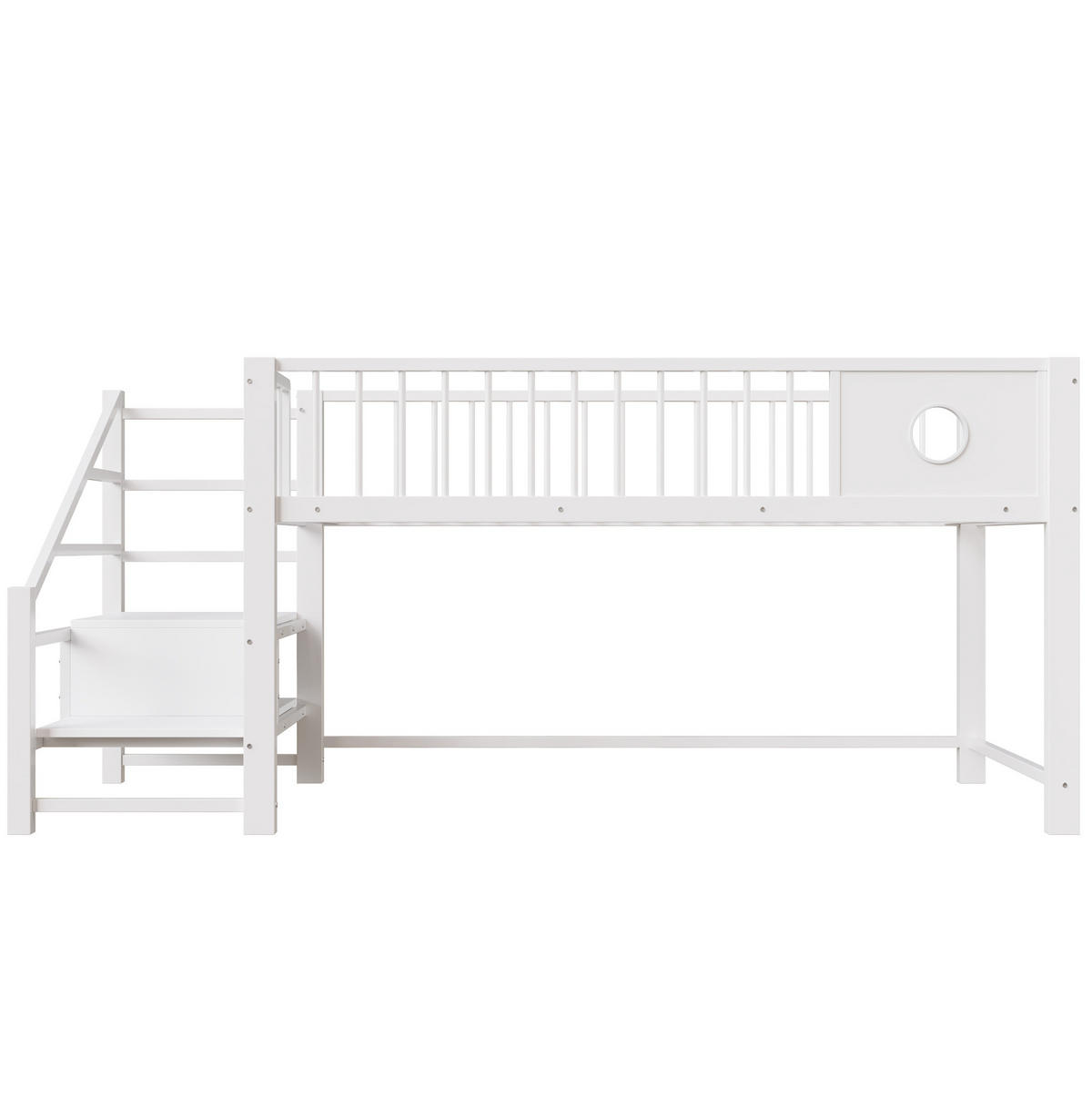 HOCHBETT 90/200 cm aus Metall/MDF mit Stauraumleiter Weiß - Weiß, Metall (90/200cm) - Modenvie