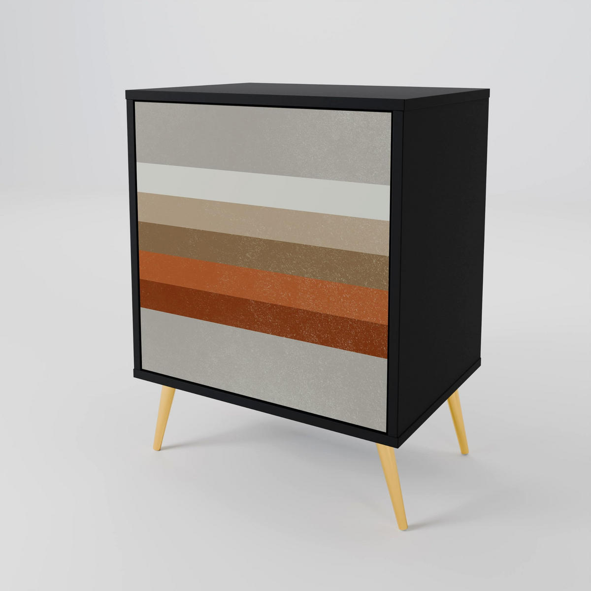 SIDEBOARD PECULIAR TRAIL, Schwarz, 57,5x42x70,5 cm, Schwarze Metall-Sternfüße - Multicolor/Schwarz, Holzwerkstoff/Metall (57.5/70.5/42cm) - SpaceRebels