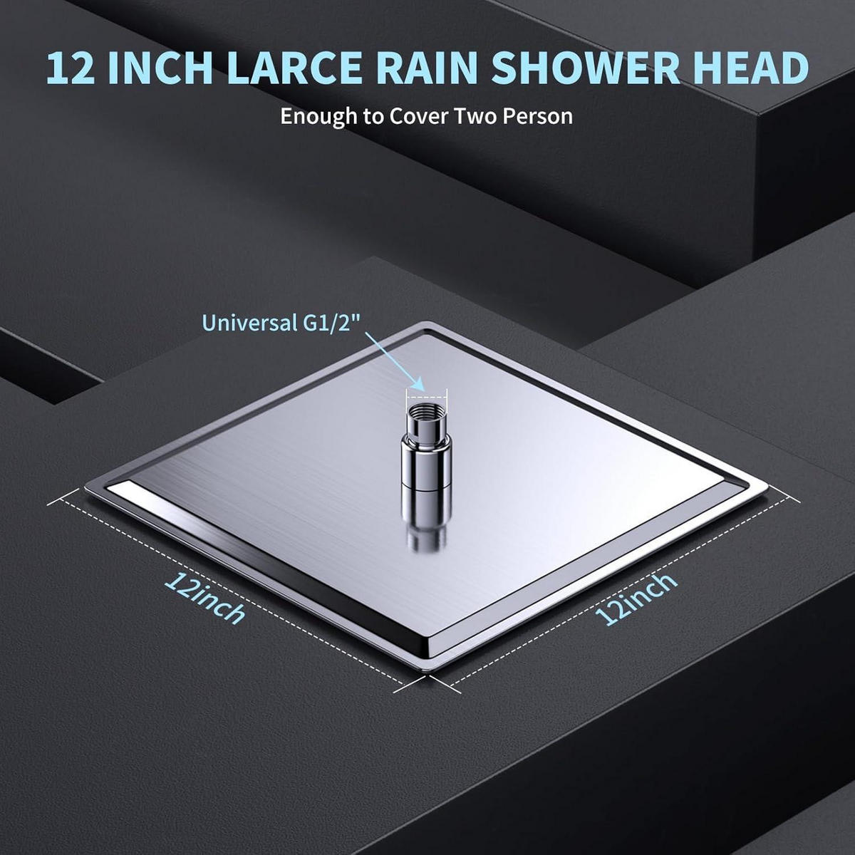 REGENDUSCHE Duschkopf 30 cm Edelstahl Quadratisch Anti-Kalk - Silberfarben, Metall (12/12.7/1cm)