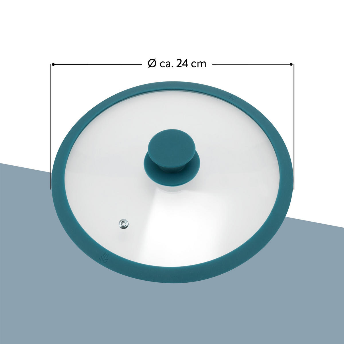 GLASDECKEL mit Silikonrand 24 cm blau - Blau, Glas (24/24/5cm) - bremermann