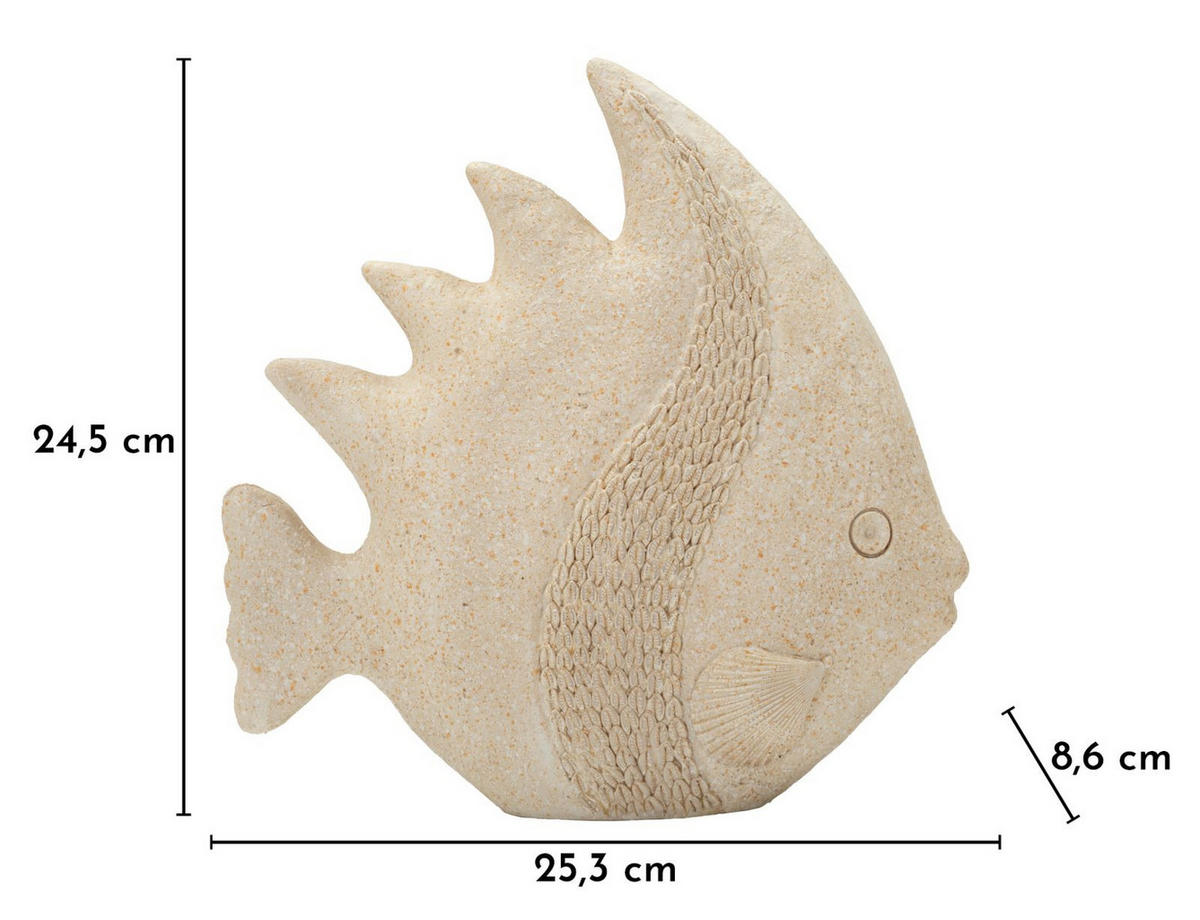 DEKOOBJEKT Fish Sand, beige, Polyresin, 25,3 x 8,6 x 24,5 cm, Motiv: Fische - Beige, Kunststoff (25.3/24.5/8.6cm) - Mauro Ferretti