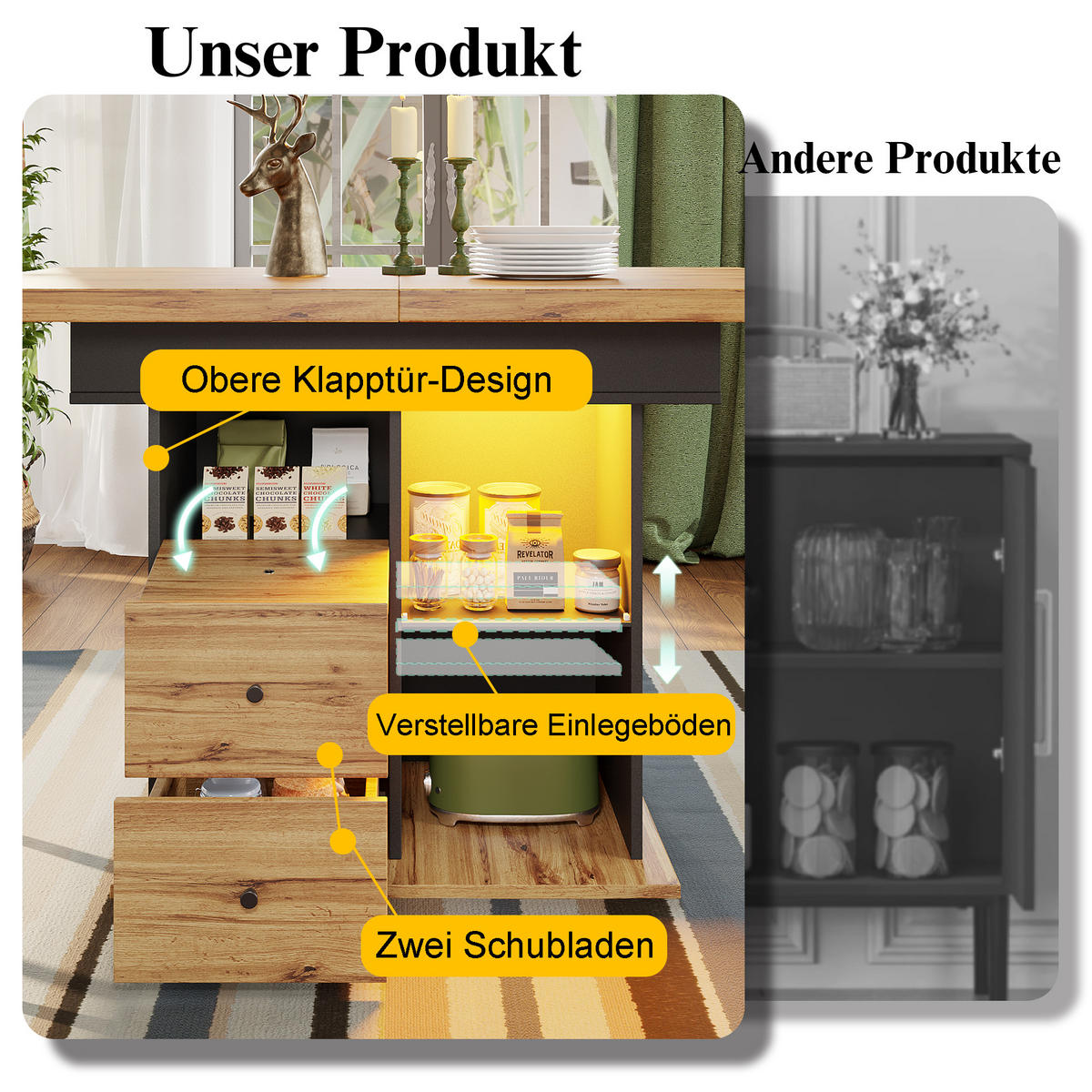 AUSZIEHTISCH Schwarz Natur 110-140/80/75 cm - Schwarz, Holz (80/110/75cm) - PANGIVO