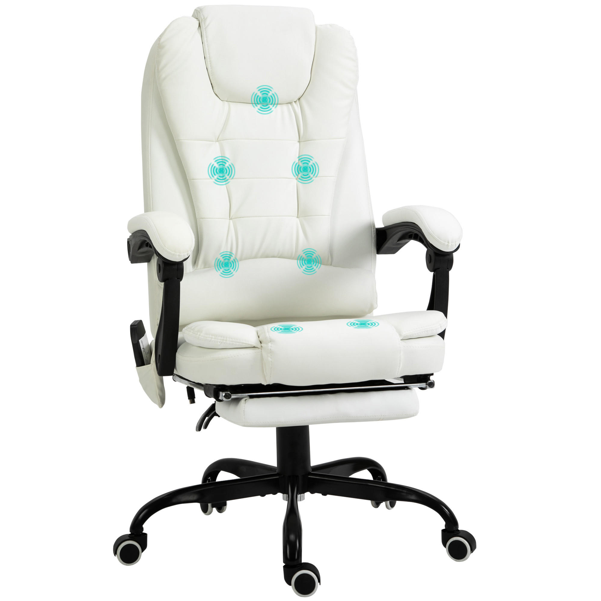 CHEFSESSEL DE-11646 ergonomisch mit Massagefunktion & Fußstütze Weiß - Weiß, Metall (79/121/67cm) - ComfortXL