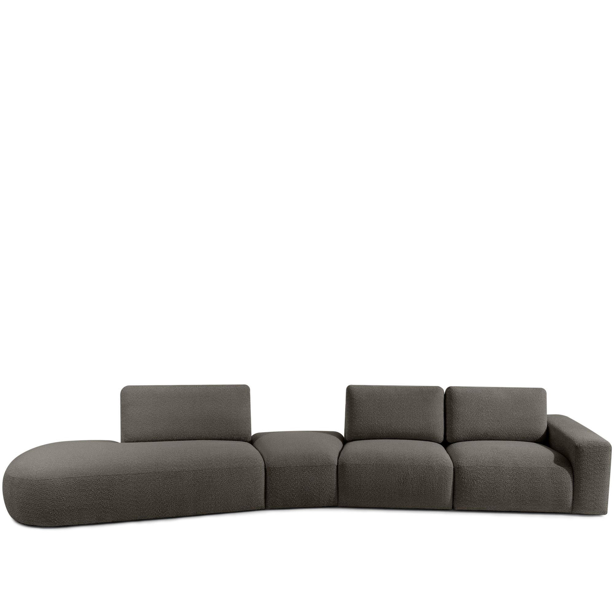 5-SITZER ECKSOFA ZUCCO Boucle links, Dunkelbraun - Dunkelbraun, Textil (430/84/105cm) - KONSIMO®