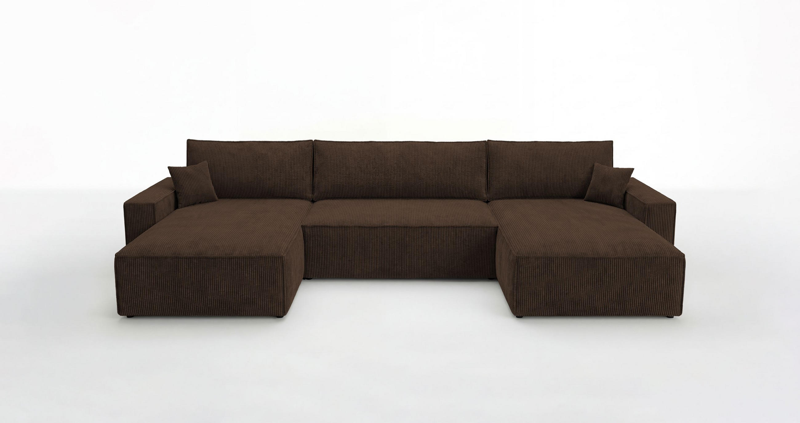 SEDACÍ souprava VIENNA tvar U hnědá manšestr Poso 6 - funkce spaní, úložný prostor - hnědá, textil (385/86/185cm) - Cornero