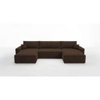 SEDACÍ souprava VIENNA tvar U hnědá manšestr Poso 6 - funkce spaní, úložný prostor - hnědá, textil (385/86/185cm) - Cornero