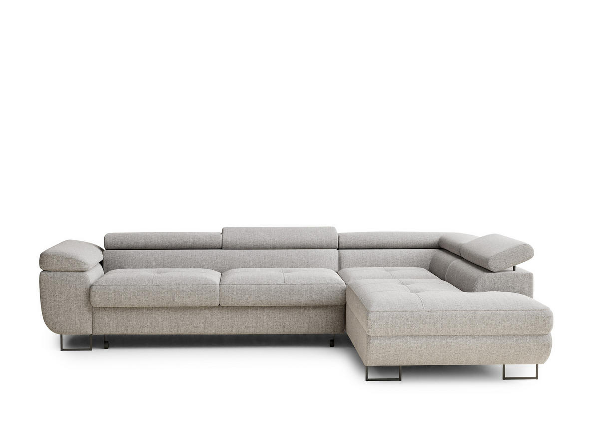 ECKSOFA Concord Beige grau Webstoff - Rechts Seite - Greige/Schwarz, Holz/Holzwerkstoff (277/203cm) - Maison de Reve