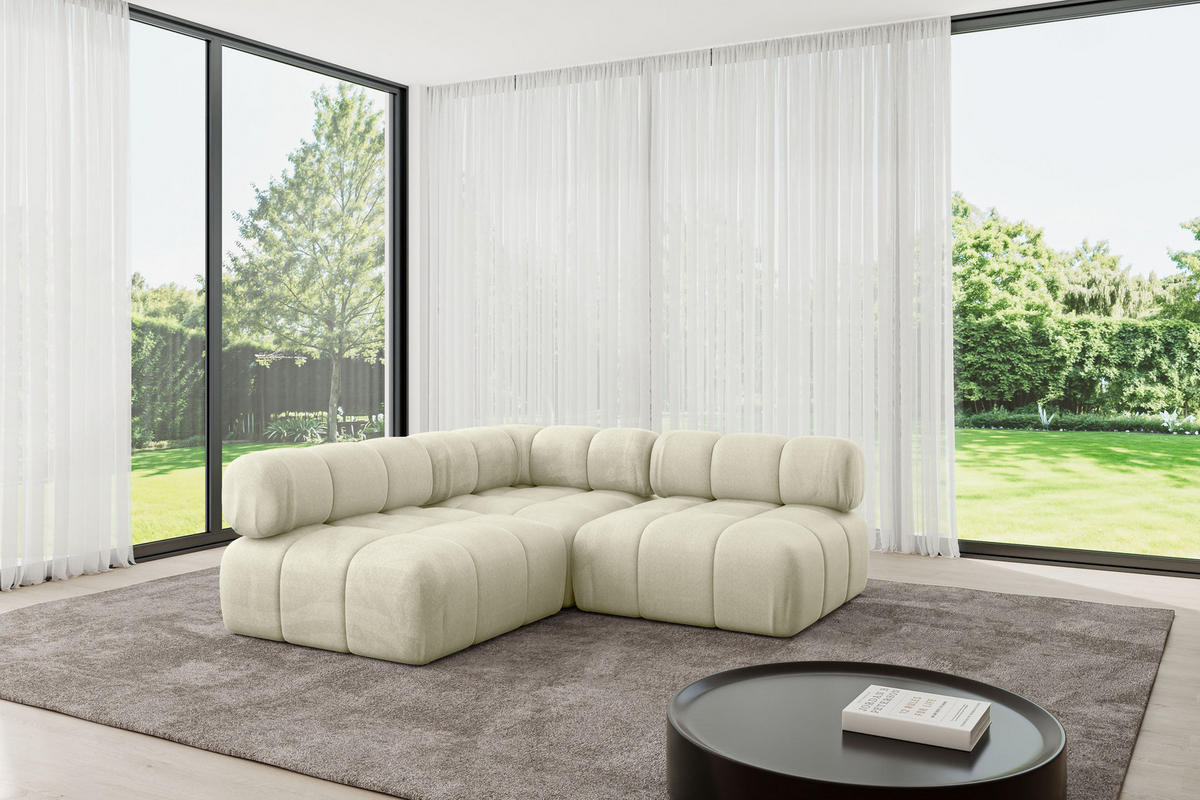 ECKSOFA modulares Sofa Samaro-L1 - 190x190x70 cm Beige Velours - Beige, Holzwerkstoff/Textil (190/190cm) - ALTDECOR