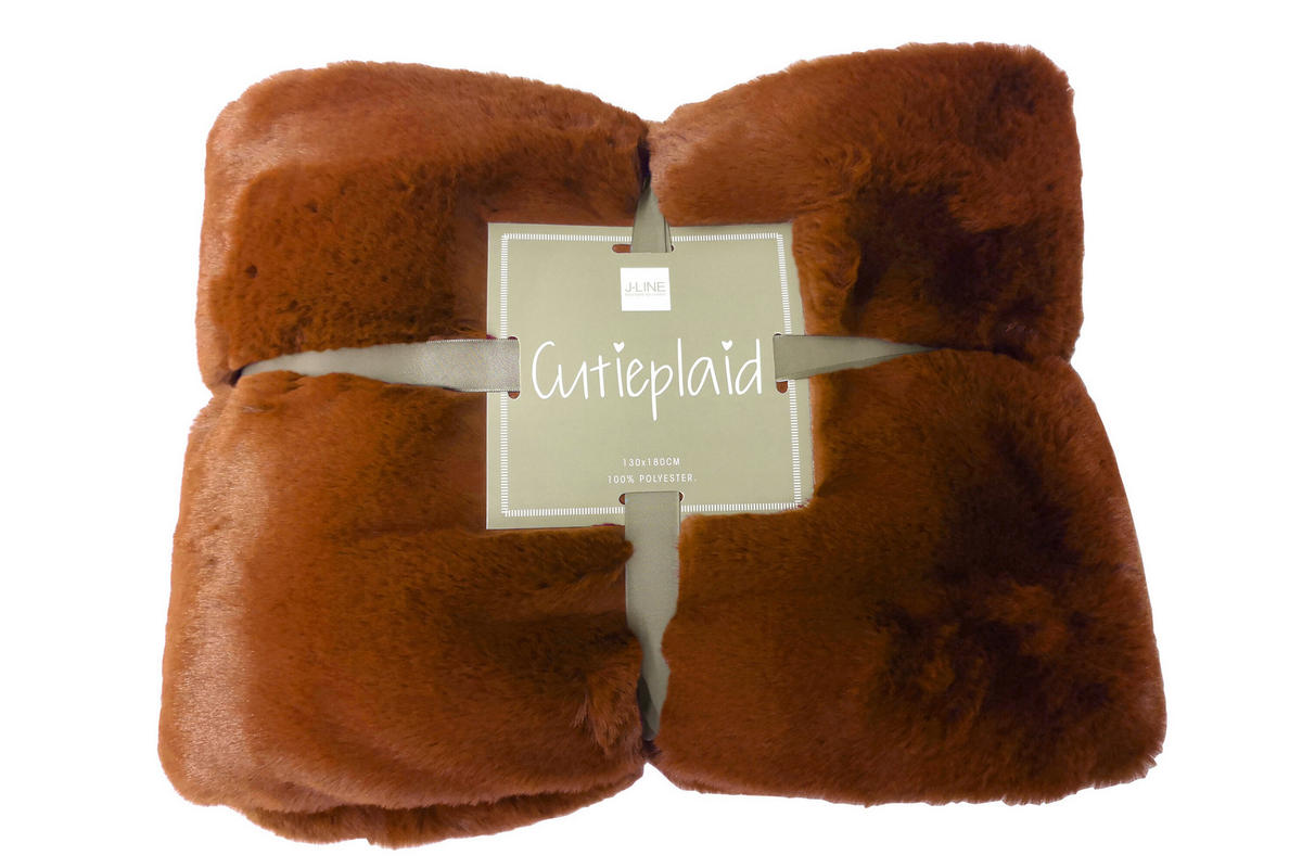 PLAID CUTIE - Textilwaren - Sienna Braun - 180/130/2 cm - Bernsteinfarben, Textil (130/180cm) - J-Line