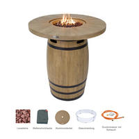 FEUERTISCH LAFITE Bartische aus Beton - 2-tlg. Set inkl. Glasumrandung - Naturfarben, Stein (122/110/122cm) - Elementi