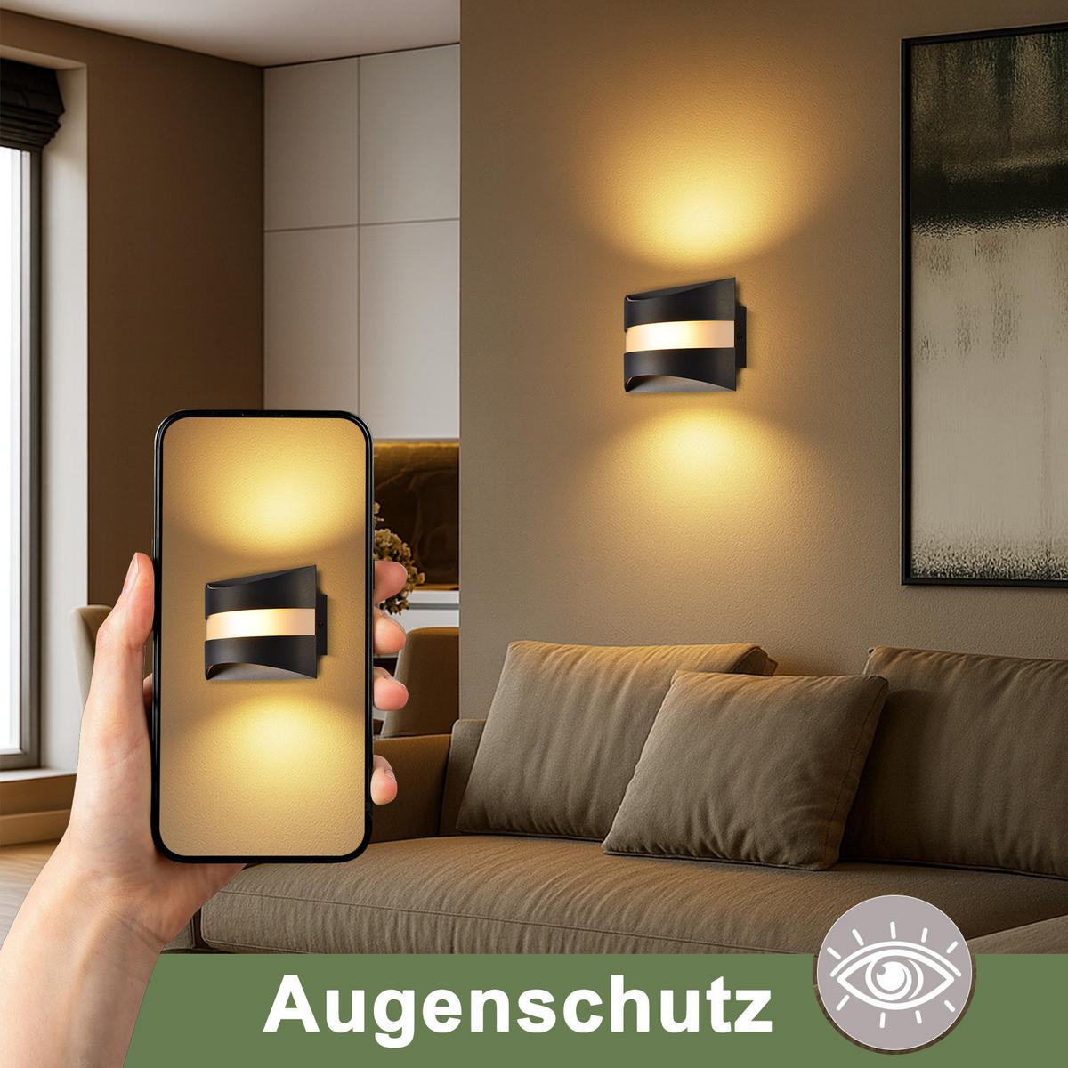 LED-WANDLEUCHTE Illuminant 21/13/8 cm - Schwarz, Metall (13/8/21cm) - ZMH