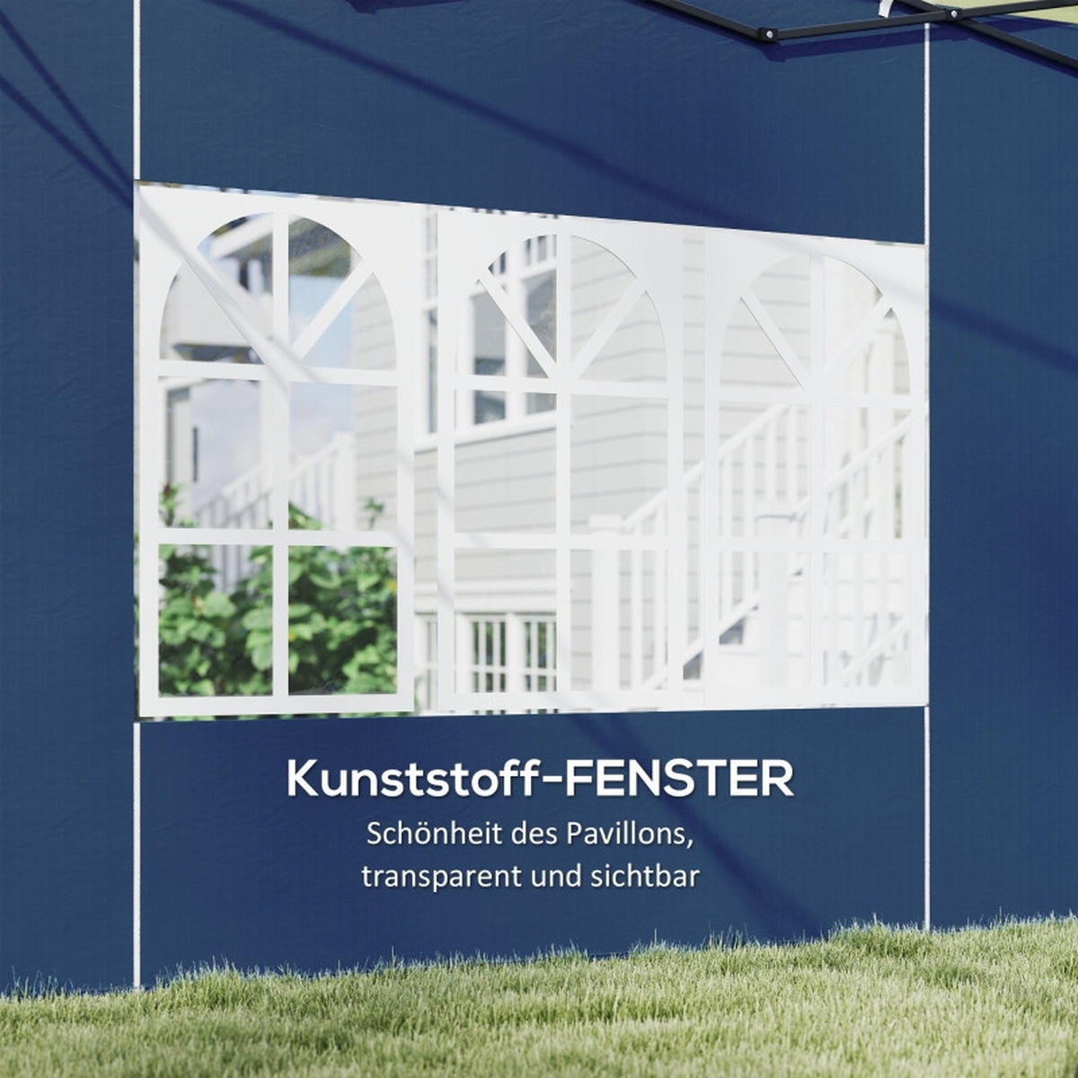 PAVILLON SEITENWÄNDE 2er Set 3x3 3x6 Fenster blau - Blau, Kunststoff (293/193/1cm) - Fortuna Lai