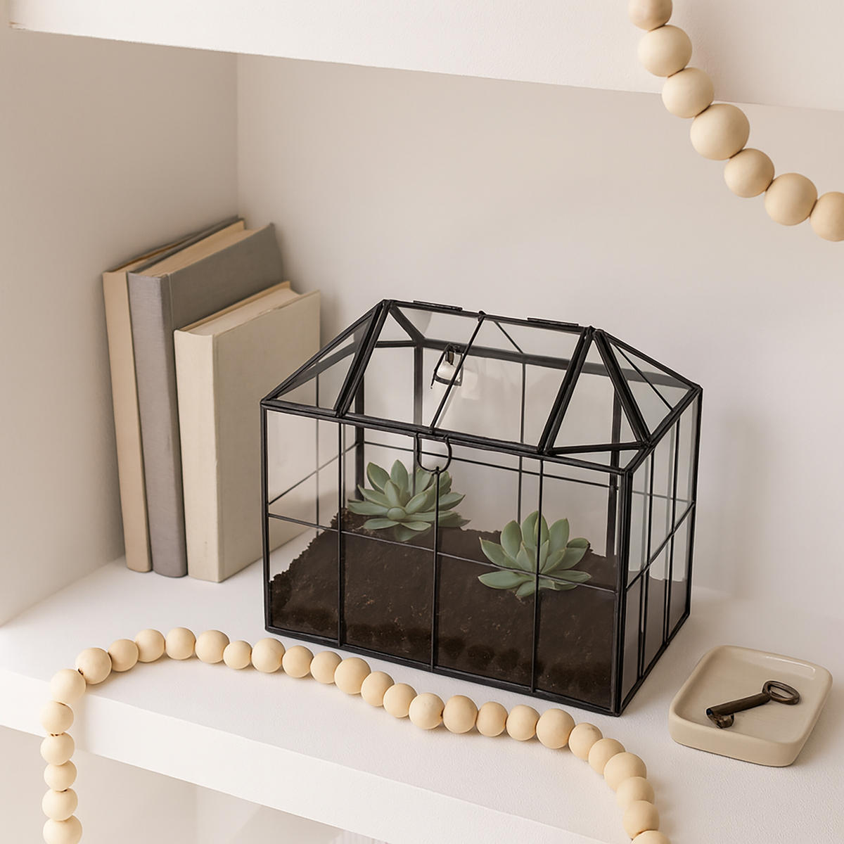 RASTLINNÉ skleníky - priehľadné, kov/sklo (20cm) - Relaxdays