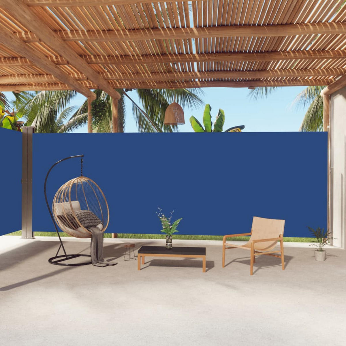 SEITENMARKISE Ausziehbar Blau 220x1000 cm - Blau, Textil (1000/220/1000cm) - furnicato