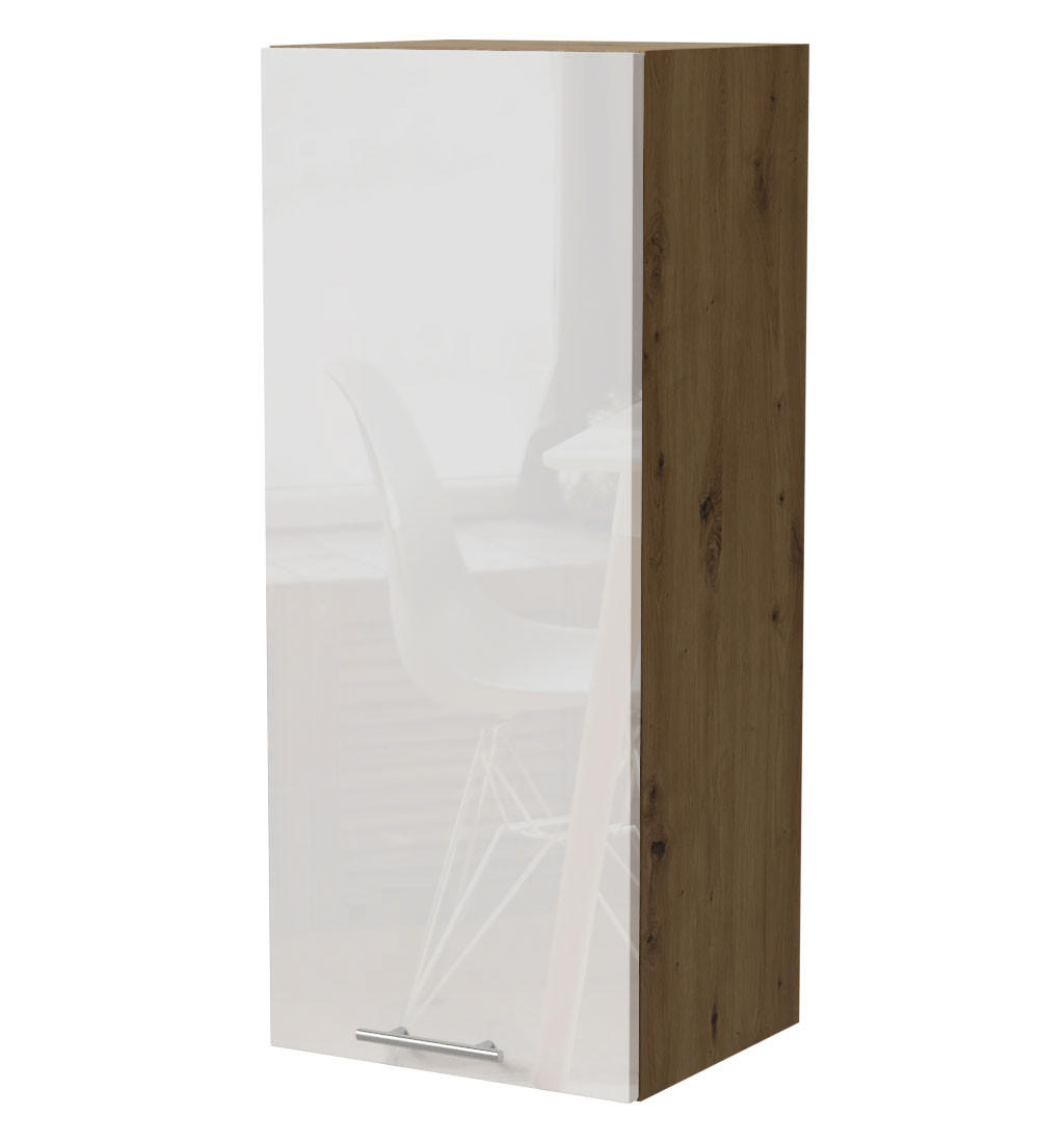Feldmann-Wohnen Küchenhängeschrank Weiß Hochglanz, Eiche Artisan 40x96x32.5 cm