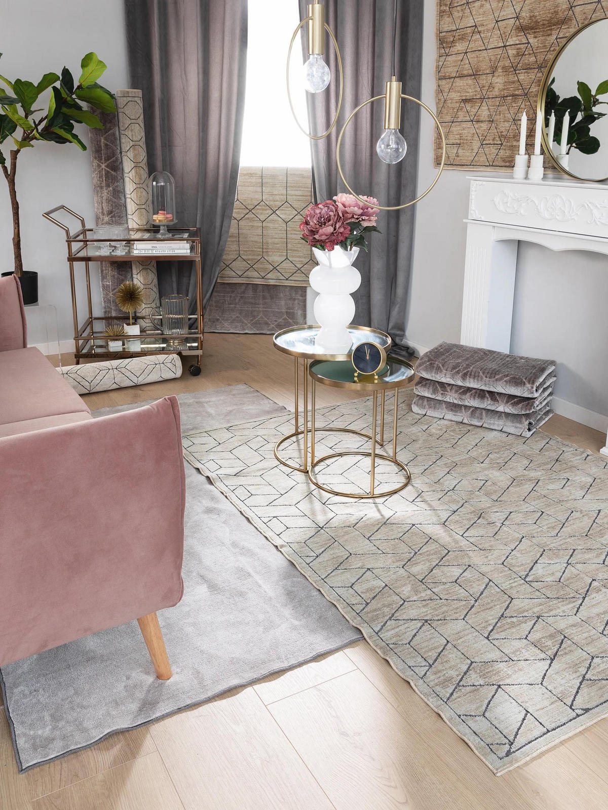 TEPPICH Daisy Grau 66x110 cm - Grau, Textil (66/110cm) - benuta