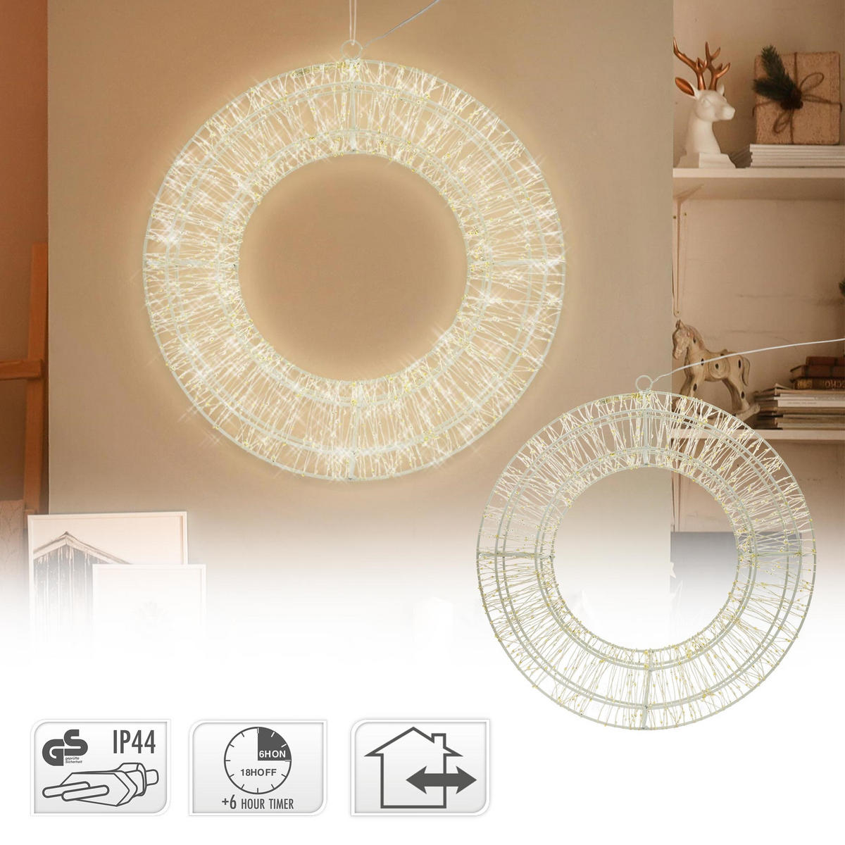 DEKORATIVER KRANZ LED Ø 50 cm - Goldfarben, Metall (8/50/50cm) - Home Styling Collection