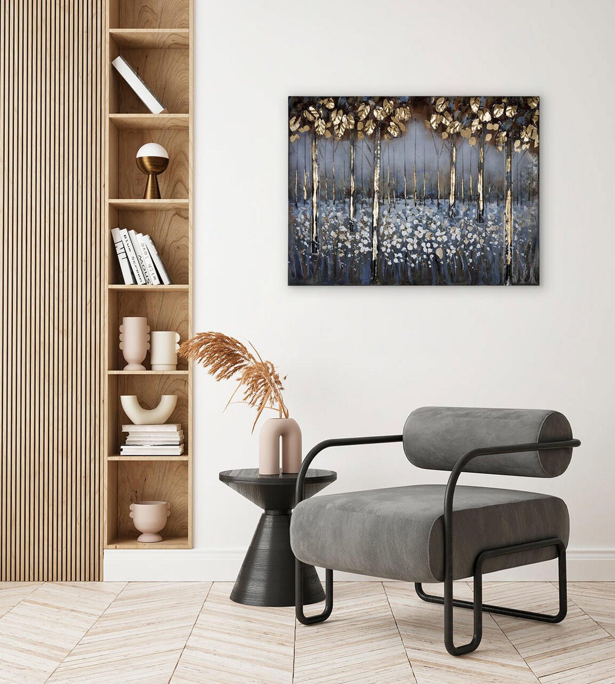 METALLBILD Weiß 100/70 cm - Weiß, Metall (4.2/70cm) - KUNSTLOFT