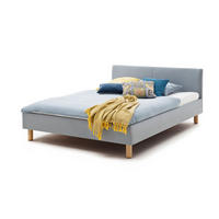 POLSTERBETT LEO Blau Eiche - Blau, Textil (120/200cm) - KAWOLA