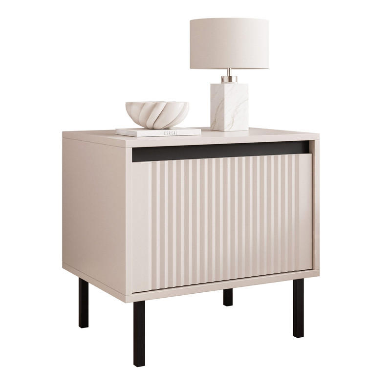 NACHTSCHRANK LIRA 50/40/42 cm Beige - Beige/Schwarz, Holzwerkstoff/Metall (50/42/40cm) - Idohome
