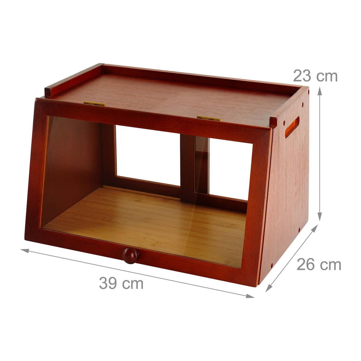 CUTIE PENTRU PÂINE Maro închis bambus fereastră acrilică - maro închis, material plastic/lemn (39/23/26cm) - Relaxdays
