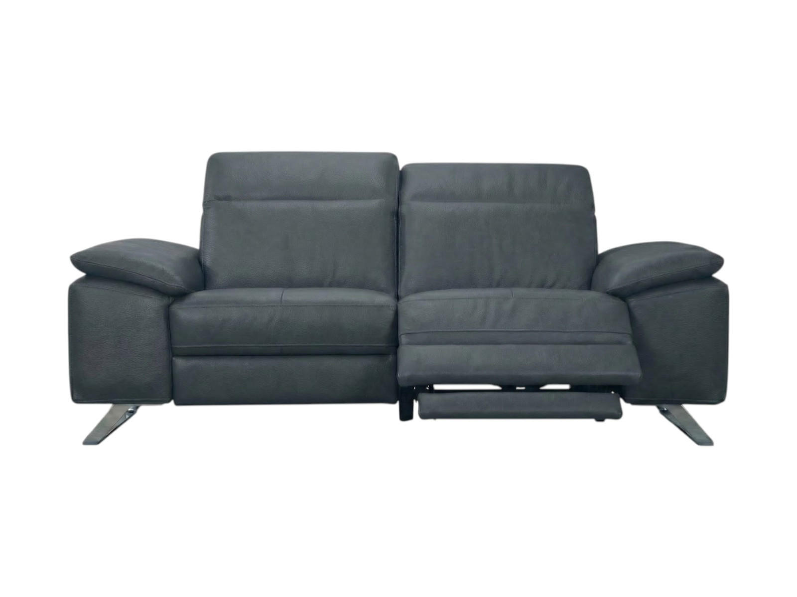3-SITZER Sofa Genius Echtleder mit 1 x Relaxfunktion Anthrazit - Anthrazit, Leder/Metall (220/80/104cm)