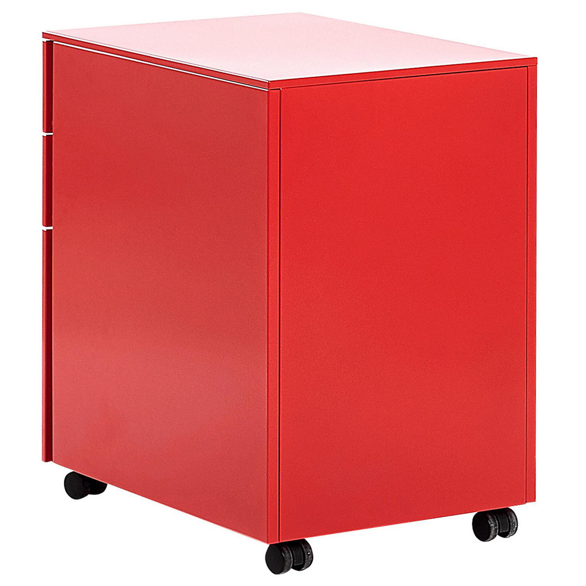 AKTENSCHRANK Metall rot 3 Schubladen mit Rollen Cami - Rot, Metall (39/60/50cm) - Beliani