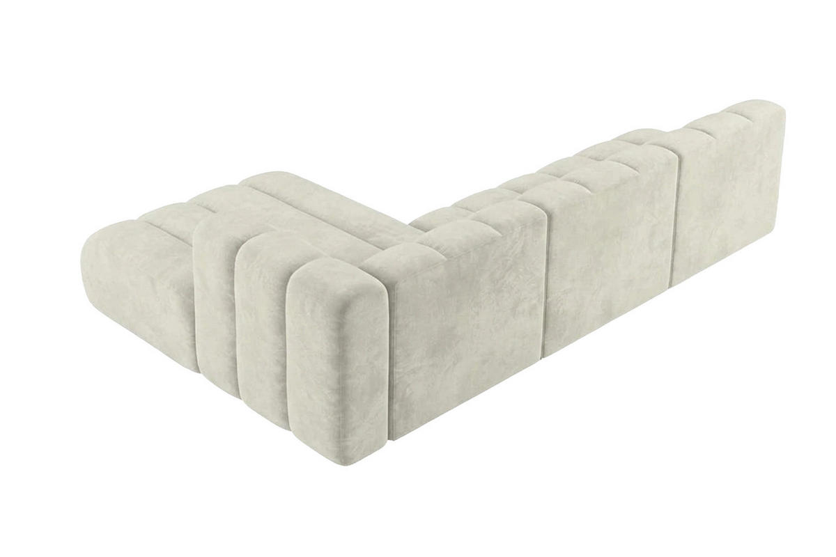 ECKSOFA Modulares In L-Form, Velvet-Stoff Riviera, Ecru, Links, GRAND 295 cm - Creme, Holz (295/179cm) - Kaiser Möbel