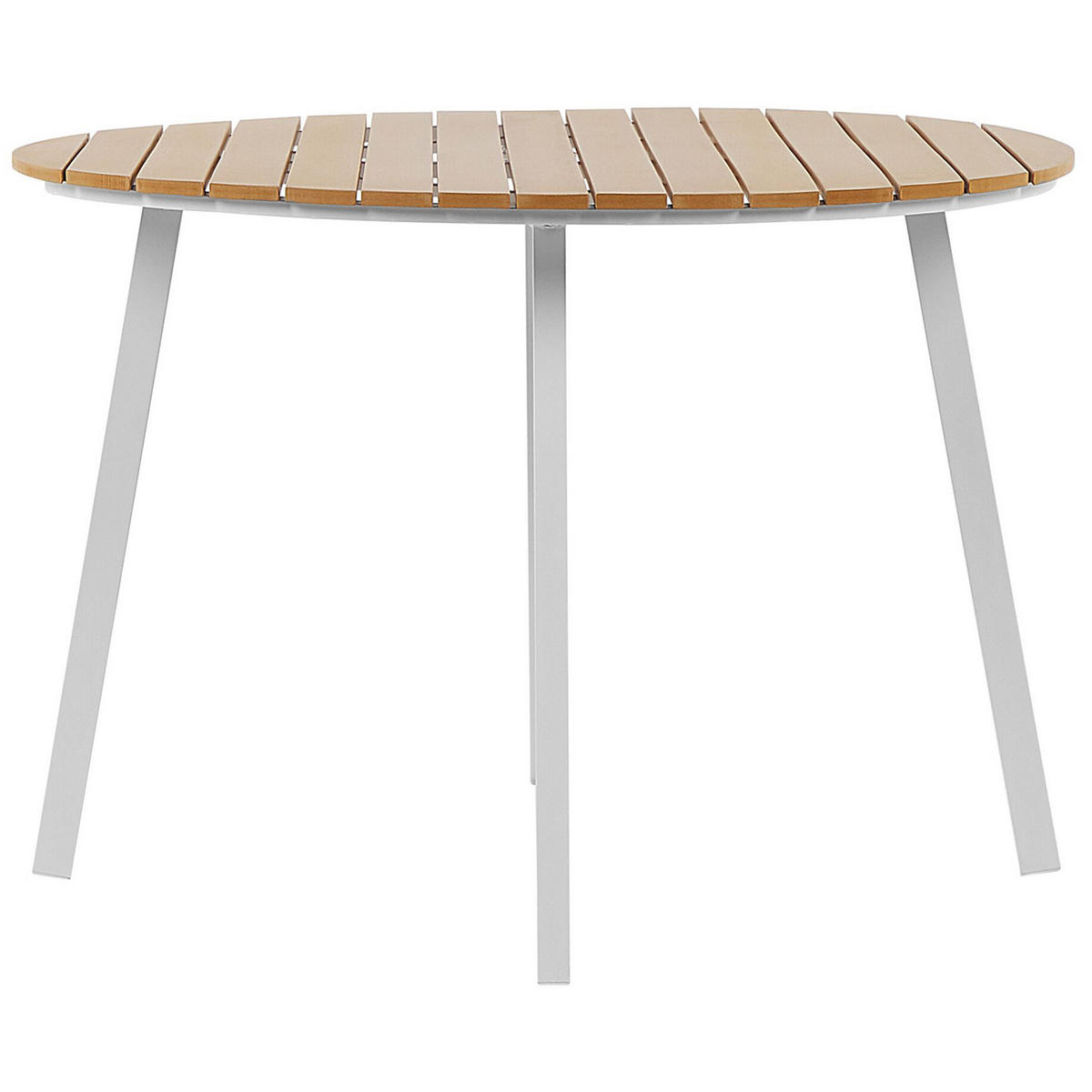 GARTENTISCH Aluminium heller Holzfarbton/weiß 105 cm Cavoli - Dunkelbraun/Weiß, Kunststoff (105/105/73cm) - Beliani