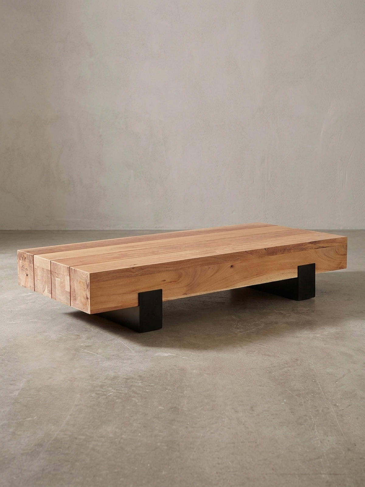 COUCHTISCH Industrie-Stil in Akazienholz und Schwarz Metall, Maße 130x25x59 cm - Beige/Schwarz, Holz/Metall (59/130/25cm) - KADIMA DESIGN