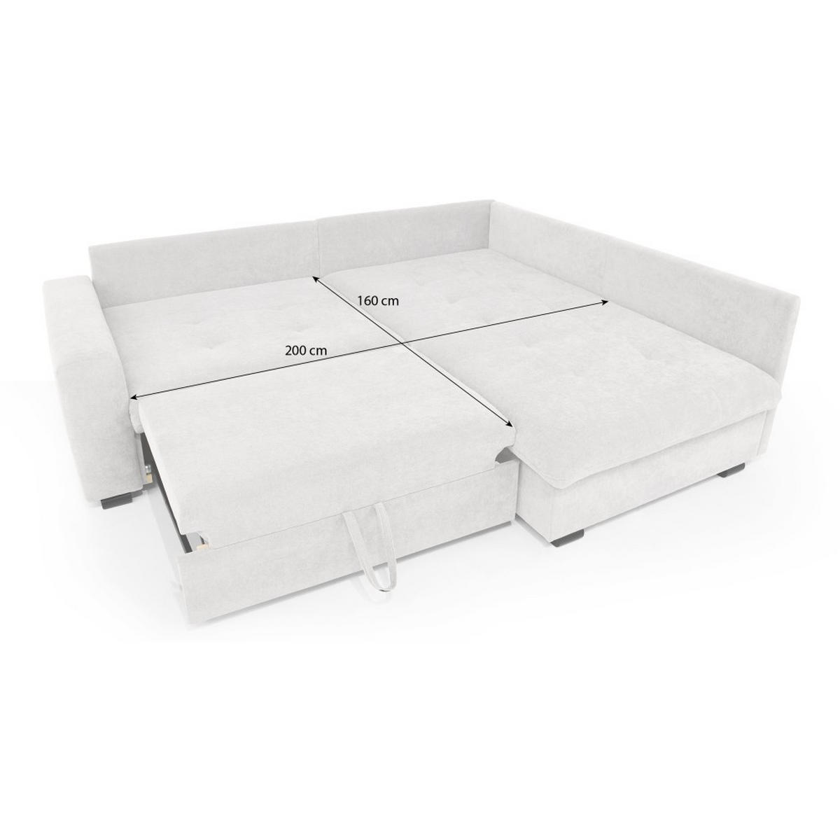 ECKSCHLAFSOFA Ramo mit Bettkasten, Topper gratis, Grau, rechts - Schwarz/Grau, Textil (229/190cm) - Beautysofa