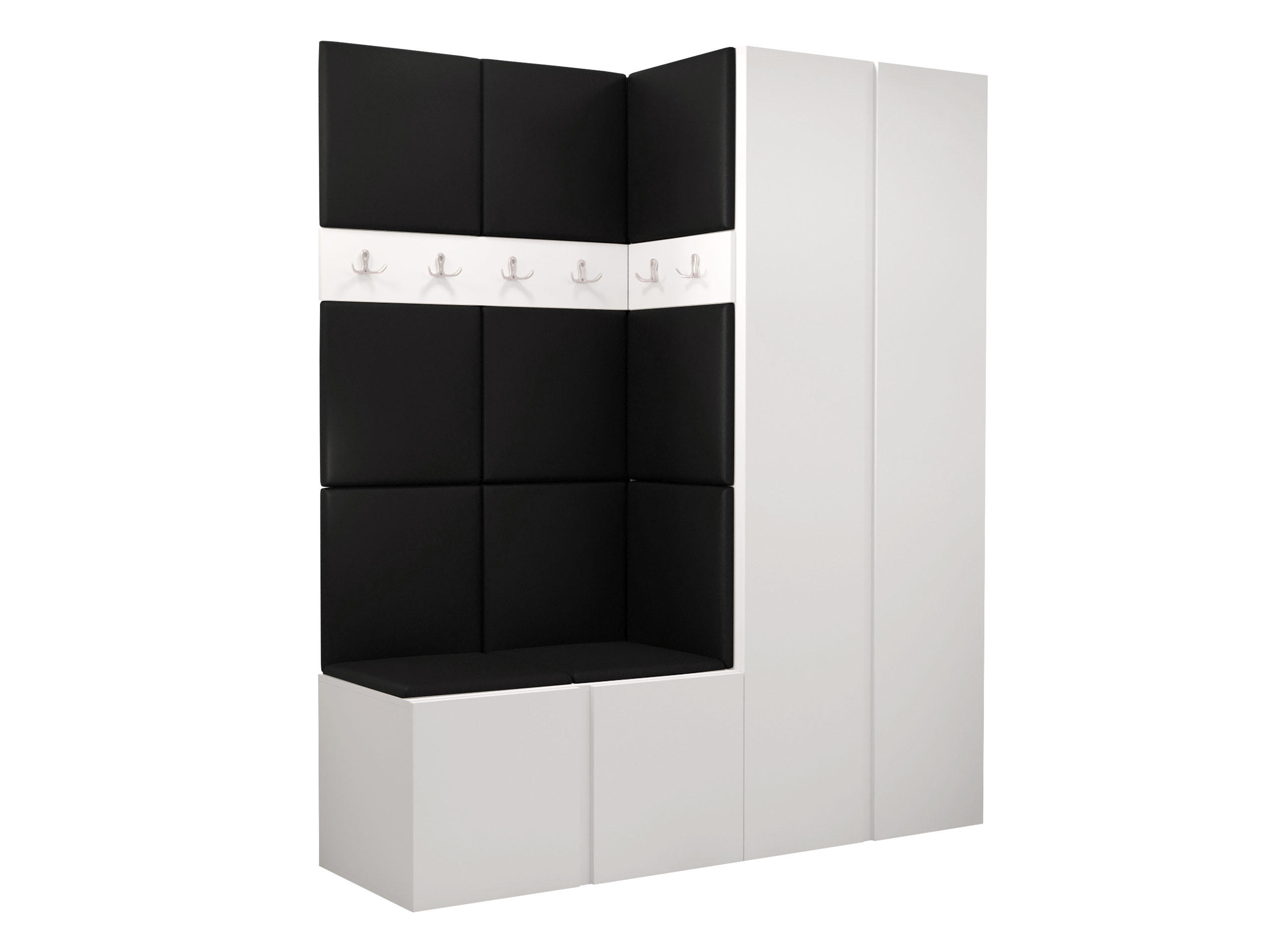 GARDEROBEN-SET Orion III - Schwarz/Weiß, Holzwerkstoff/Kunststoff (158/186/46cm) - MIRJAN24