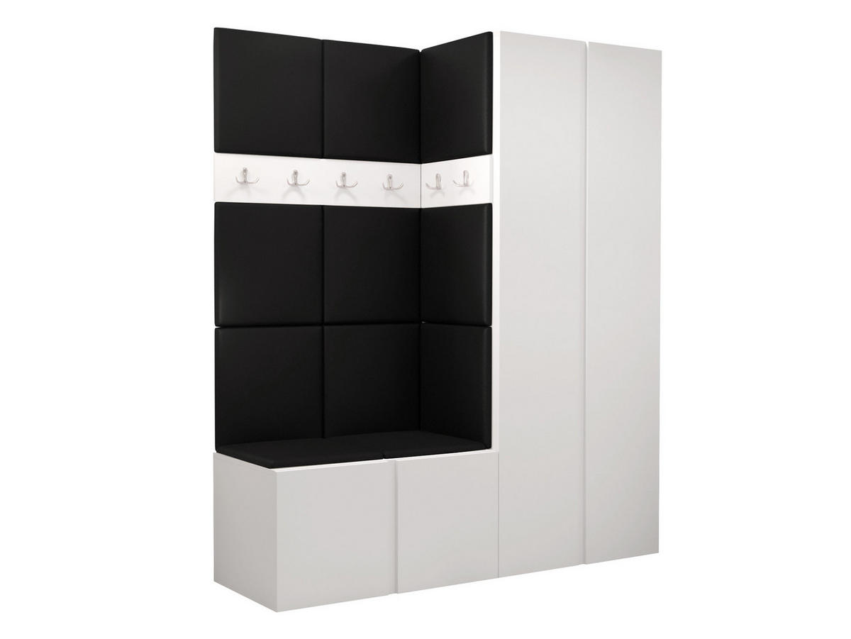 GARDEROBEN-SET Orion III - Schwarz/Weiß, Holzwerkstoff/Kunststoff (158/186/46cm) - MIRJAN24