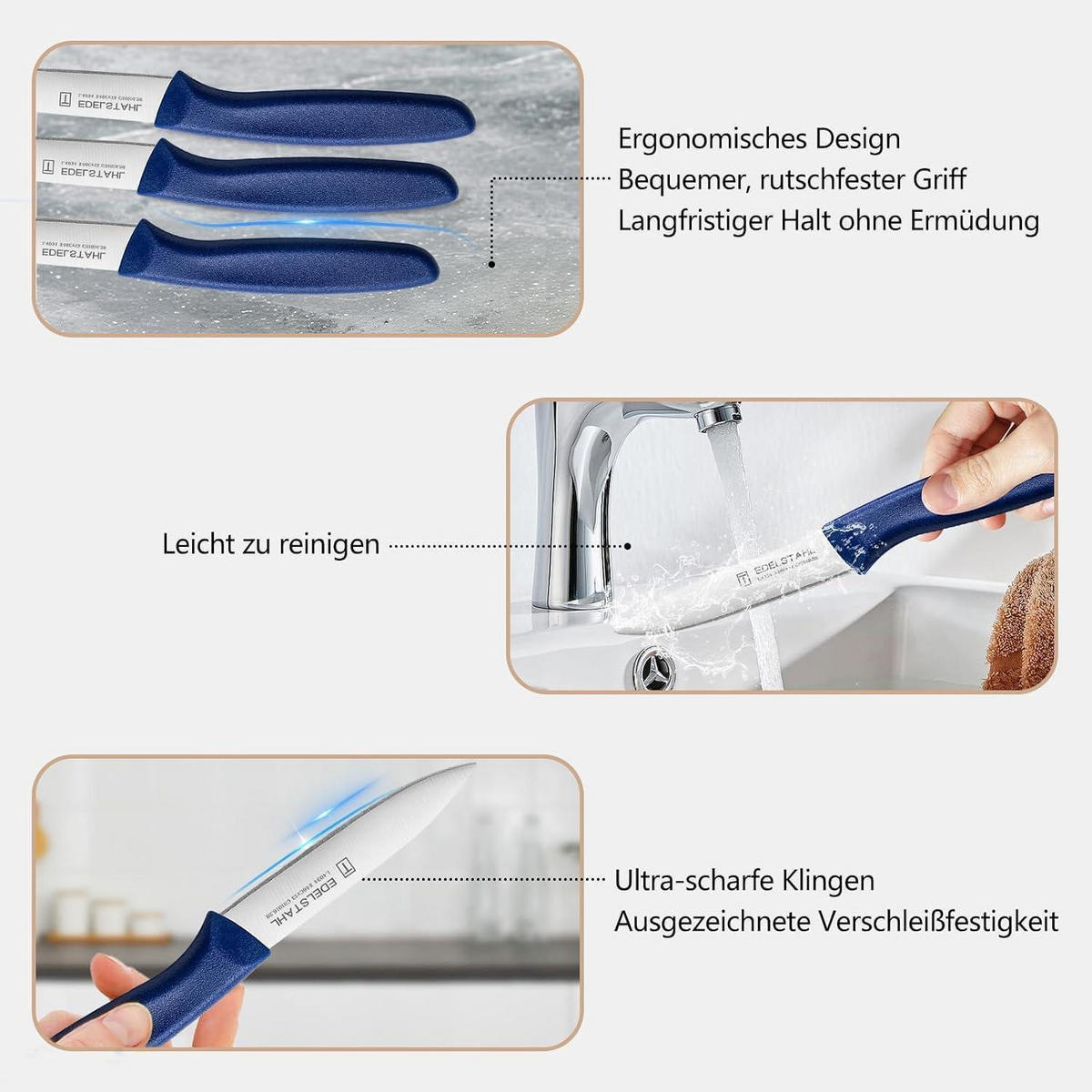 OBST- und Gemüsemesser 6-teiliges Set Blau - Blau, Metall (19cm)