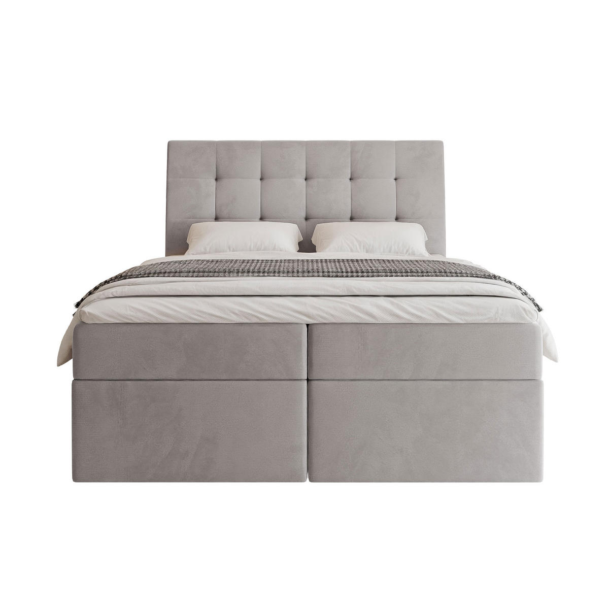 BOXBETT BAILEY 160/200 cm mit Matratze und Topper, Grau - Schwarz/Grau, Textil/Metall (160/200cm) - Idohome