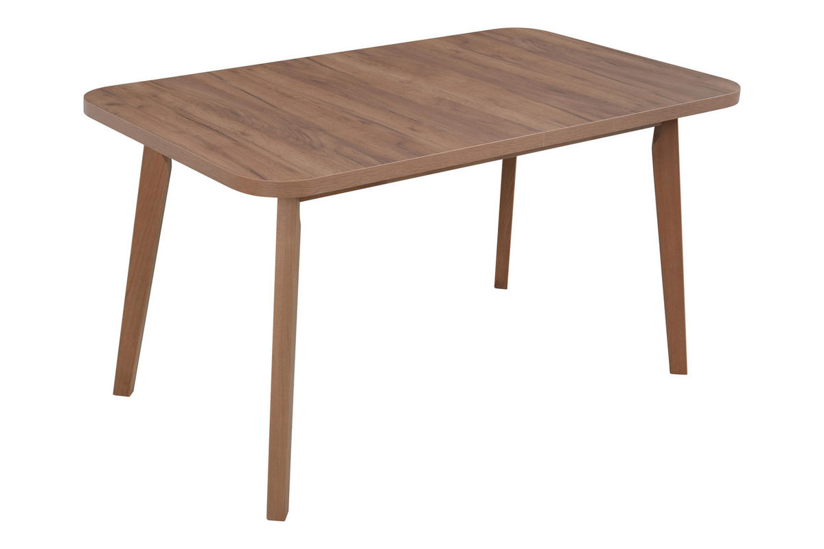 ESSTISCH Oslo 6 - Hellbraun/Braun, Holz (80/140/75cm) - Leaf Design
