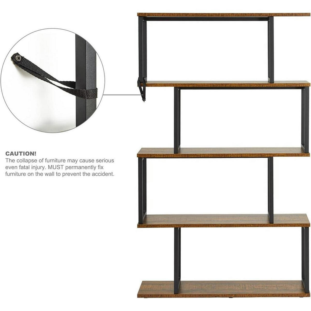 BÜCHERREGAL S-Form Holz Braun 76 x 127.5 cm - Braun, Holzwerkstoff (74/128/24cm)