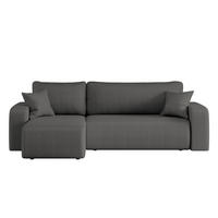 ECKSOFA L-FORM Schlaffunktion Und Bettkasten Eckcouch MILANO L Stoff Quelle Graphit Links - Graphitfarben, Holz/Textil (142/244cm) - Kaiser Möbel